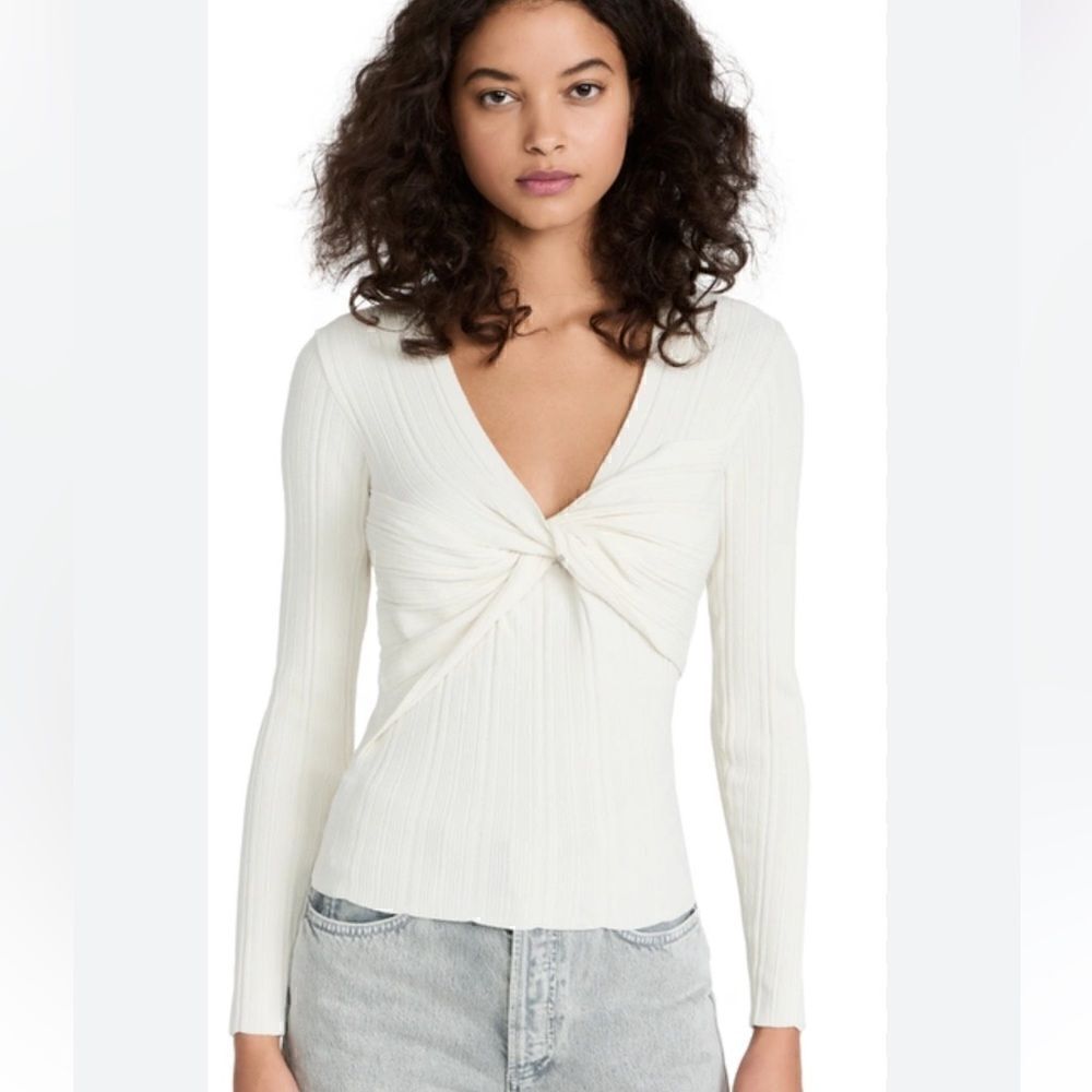 FRAME LAYERED WRAP TWIST FRONT LONG SLEEVE TOP SW… - image 3